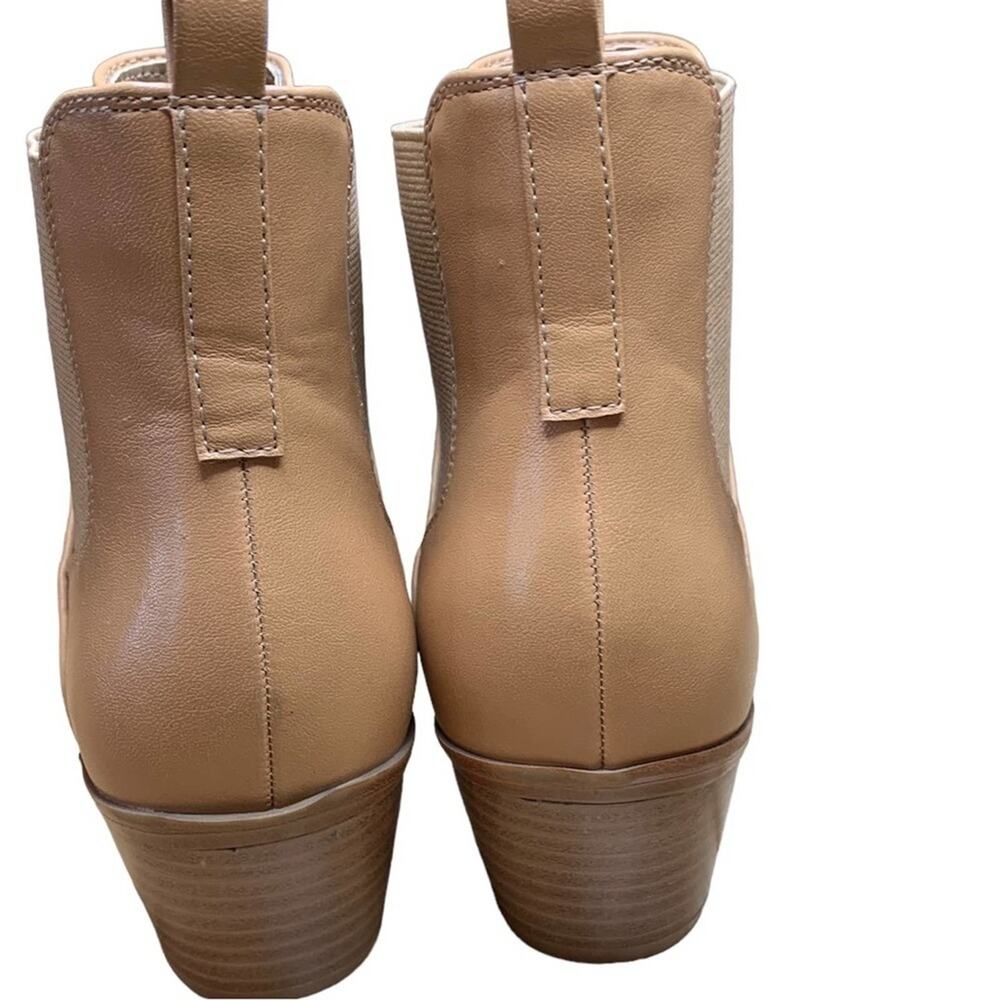 UNIVERSAL threads tan ankle boots size 6 pointed toe cowboy heel‎ side gussets - Picture 6 of 9